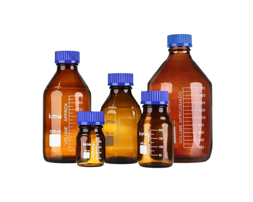 BOTTLE MEDIA SCREW CAP (BLUE) AMBER (สีชา )